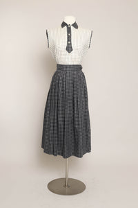 50s Contrast Grid Skirt Set