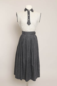 50s Contrast Grid Skirt Set