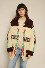 1960s Totem Pole Thick Wool Cowichan Sweater With Metal Zipper