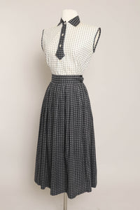 50s Contrast Grid Skirt Set