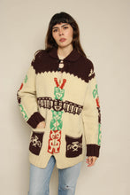 1960s Totem Pole Thick Wool Cowichan Sweater With Metal Zipper