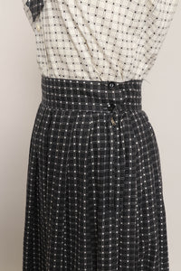 50s Contrast Grid Skirt Set