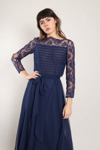 70s Lace Chiffon Dress