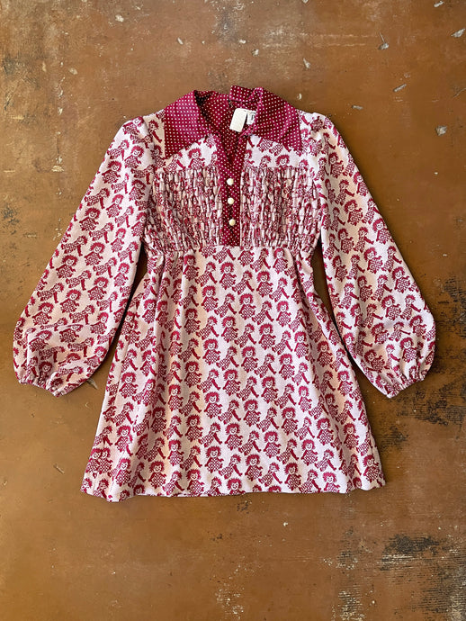 70s Raggedy Ann Mini Dress - XS/S