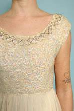 50s Sequined Chiffon Grecian Dress