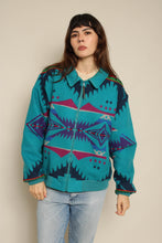 1990s Pendleton Turquoise Southwestern Wool Zip Up Jacket Made In The USA