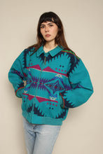 1990s Pendleton Turquoise Southwestern Wool Zip Up Jacket Made In The USA