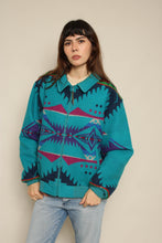 1990s Pendleton Turquoise Southwestern Wool Zip Up Jacket Made In The USA