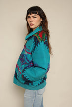 1990s Pendleton Turquoise Southwestern Wool Zip Up Jacket Made In The USA