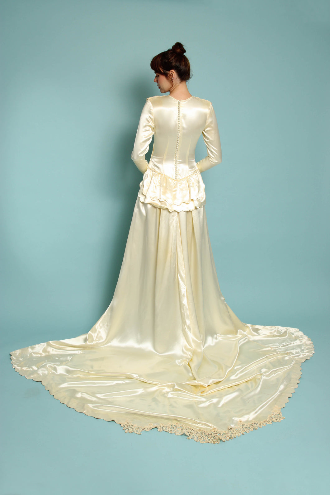 40s Liquid Satin Wedding Dress With Train – Luxie Vintage