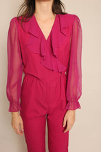 80s Chiffon Collar Jumpsuit