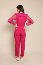 80s Chiffon Collar Jumpsuit