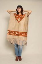 1980s Suede Leather Western Fringe Poncho