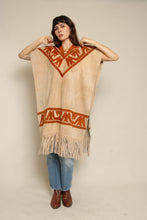 1980s Suede Leather Western Fringe Poncho