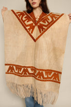 1980s Suede Leather Western Fringe Poncho