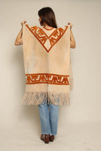 1980s Suede Leather Western Fringe Poncho