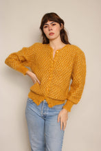 80s Mustard Ribbon Knit Cardigan