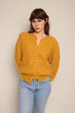 80s Mustard Ribbon Knit Cardigan