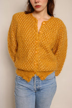 80s Mustard Ribbon Knit Cardigan