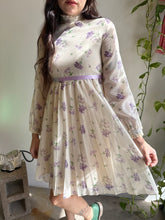 70s Purple Floral Prairie Dress