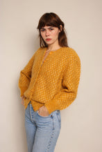 80s Mustard Ribbon Knit Cardigan