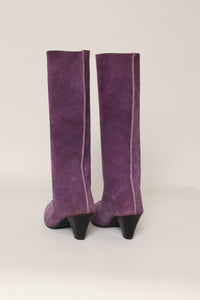 80s Purple Suede Boots