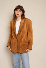 90s Suede Blazer With Contrast Whip Stitching