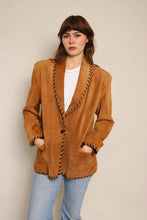 90s Suede Blazer With Contrast Whip Stitching