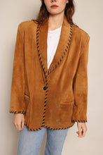 90s Suede Blazer With Contrast Whip Stitching