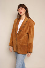 90s Suede Blazer With Contrast Whip Stitching