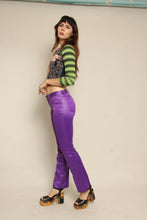 Y2K Purple Satin Low Rise Flares