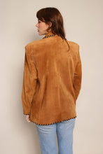 90s Suede Blazer With Contrast Whip Stitching