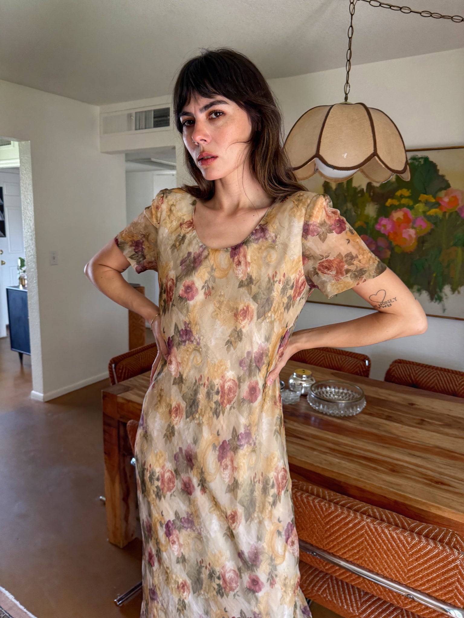 90s Muted Floral Chiffon Dress Luxie Vintage 90s Muted Floral Chiffon Dress Luxie Vintage