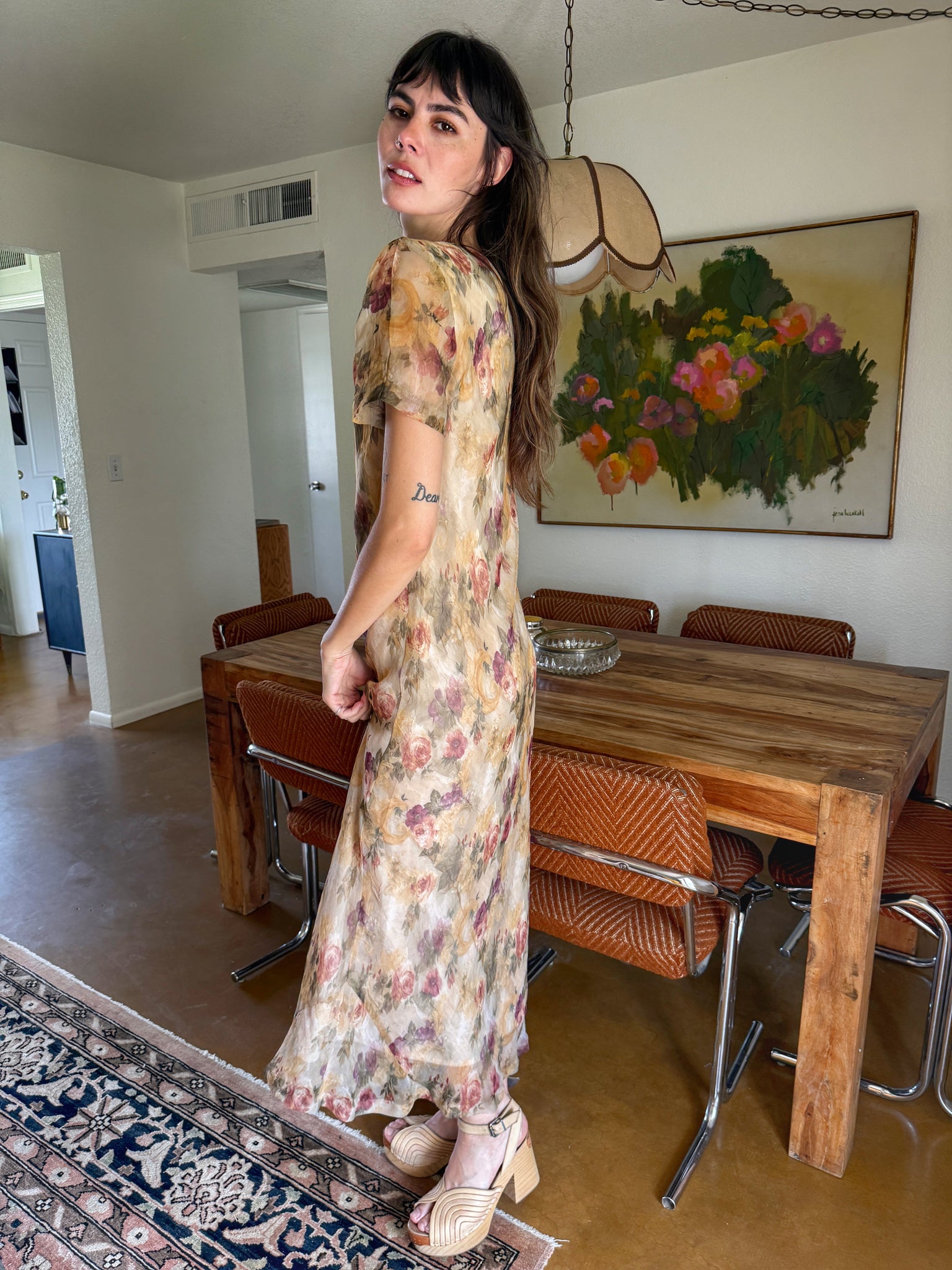 90s Muted Floral Chiffon Dress Luxie Vintage 90s Muted Floral Chiffon Dress Luxie Vintage