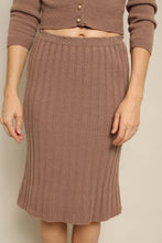 1950s Brown Wool Knit Cardigan Sweater & Skirt Set