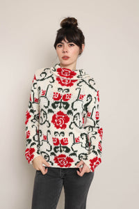 70s Rose Print Turtleneck Sweater