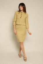 1950s Wool Boucle Knit Two Piece Jacket Skirt Set