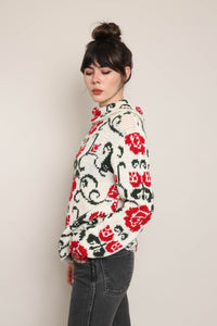 70s Rose Print Turtleneck Sweater