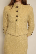 1950s Wool Boucle Knit Two Piece Jacket Skirt Set