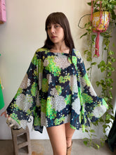 70s Botanical Chiffon Bell Sleeve Tunic