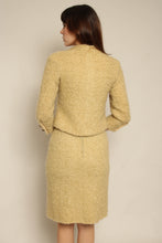 1950s Wool Boucle Knit Two Piece Jacket Skirt Set