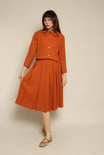 1960s David Crystal Burnt Orange Plaid Wool Jacket Skirt Set