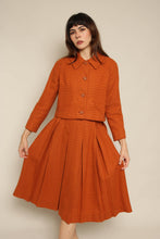 1960s David Crystal Burnt Orange Plaid Wool Jacket Skirt Set