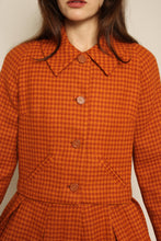 1960s David Crystal Burnt Orange Plaid Wool Jacket Skirt Set