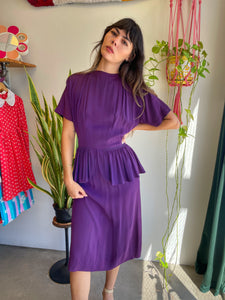 40s Purple Peplum Dress