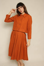1960s David Crystal Burnt Orange Plaid Wool Jacket Skirt Set