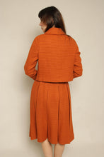 1960s David Crystal Burnt Orange Plaid Wool Jacket Skirt Set