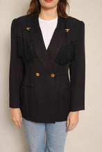 90s Black Western Fringe Blazer