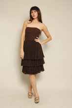 1960s Bonwit Teller Brown Strapless Micro Pleated Party Dress