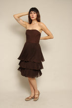 1960s Bonwit Teller Brown Strapless Micro Pleated Party Dress
